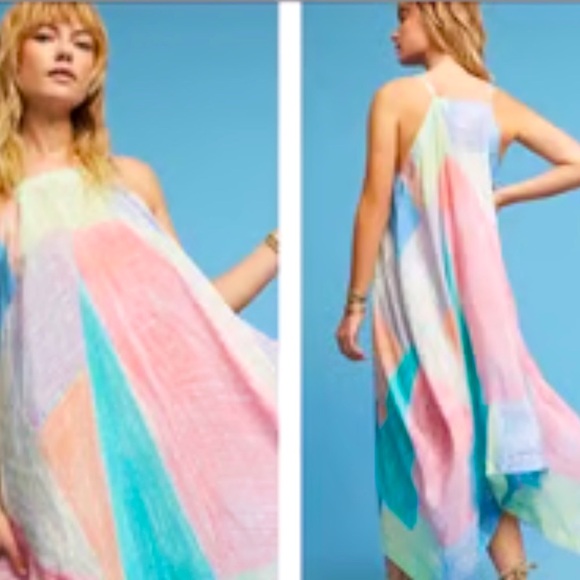 ANTHROPOLOGIE Lilka Annette Rainbow Asymmetrical Swing Dress! Excellent cond. S - Picture 2 of 12